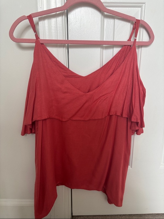 Pink Cold-Shoulder Ruffle Top - Picture 2 of 5